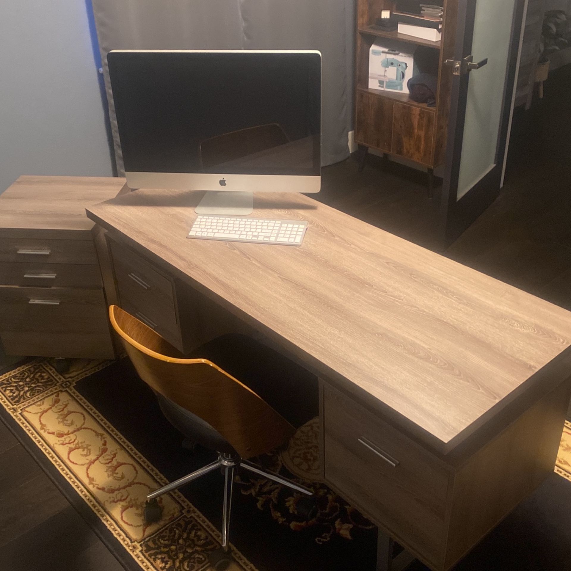 Computer Desk And Filing Cabinet And Chair