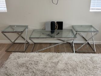 3 Piece Glass Coffe Table Set
