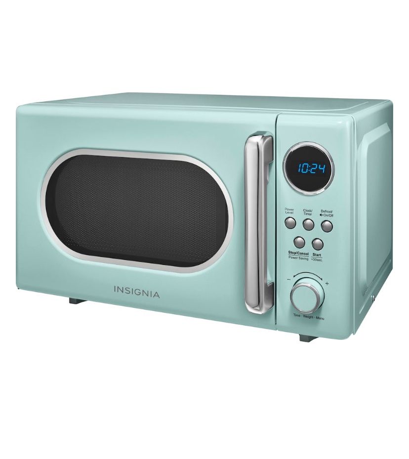 Microwave - Insignia  0.7 Cu. Ft. Retro Compact - Mint/Teal