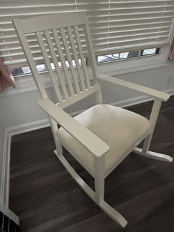 White Wooden Rocking Chair with Padded Seat