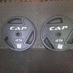 2 CAP 45lb OLYMPIC GRIP PLATES -BRAND NEW- $100  FIRM
