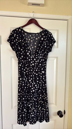 Polkadotted, White And Black Dress