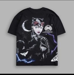 Darc Sport Side by Side Batman DC Catwoman Black Graphic Crew Neck T-Shirt XL