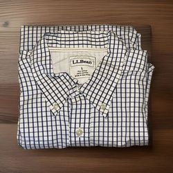 LL Bean Plaid Men’s Button Up Long Sleeve Shirt Size L Tall OHTC9
