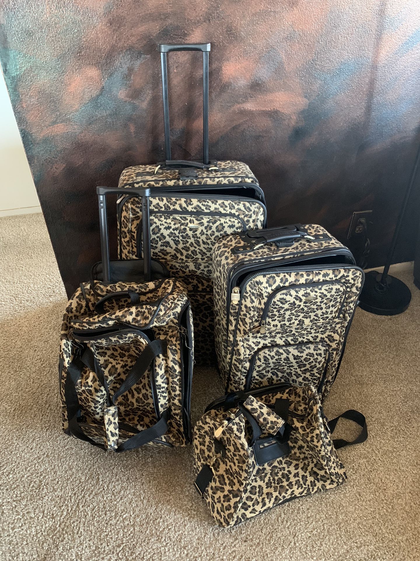 Pierre Cardin Leopard Print Luggage Set