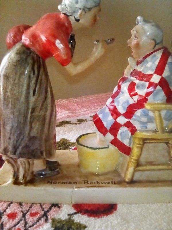 Collectables: 2 Vintage Hummal Figurines, Both G. West Germany, The Figurine Of The Older Man And Woman, States Norman Rockwell On Top,