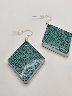 Teal Beaded Earrings 