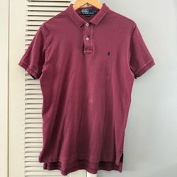 Vintage Polo Ralph Lauren Burgundy Button Up Shirt Sz Large Womens