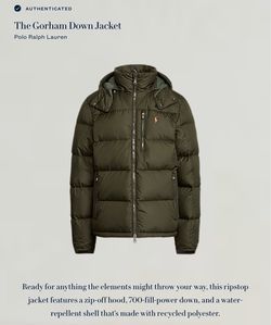 Polo Ralph Lauren The Gorham Down Jacket Company Olive