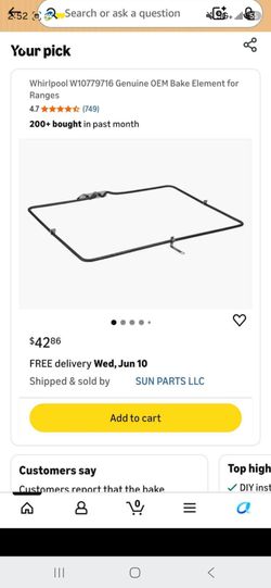 Whirlpool W10779716 OEM Bake Element for Ranges