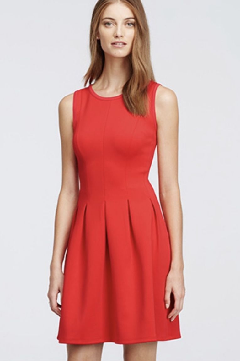 J Crew Pleated Fit & Flare Coral Dress