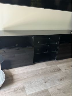 LED black TV stand