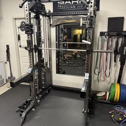 PRO SERIES Ultimate 3-1 Half Rack Functional Trainer w/Smith Machine Bar | 400lb Stack | Gym Equipment | Fitness | Commercial | Squat Rack 
