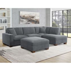 Costco Thomasville Artesia Corduroy Fabric Sectional with Ottoman $550/6pcs