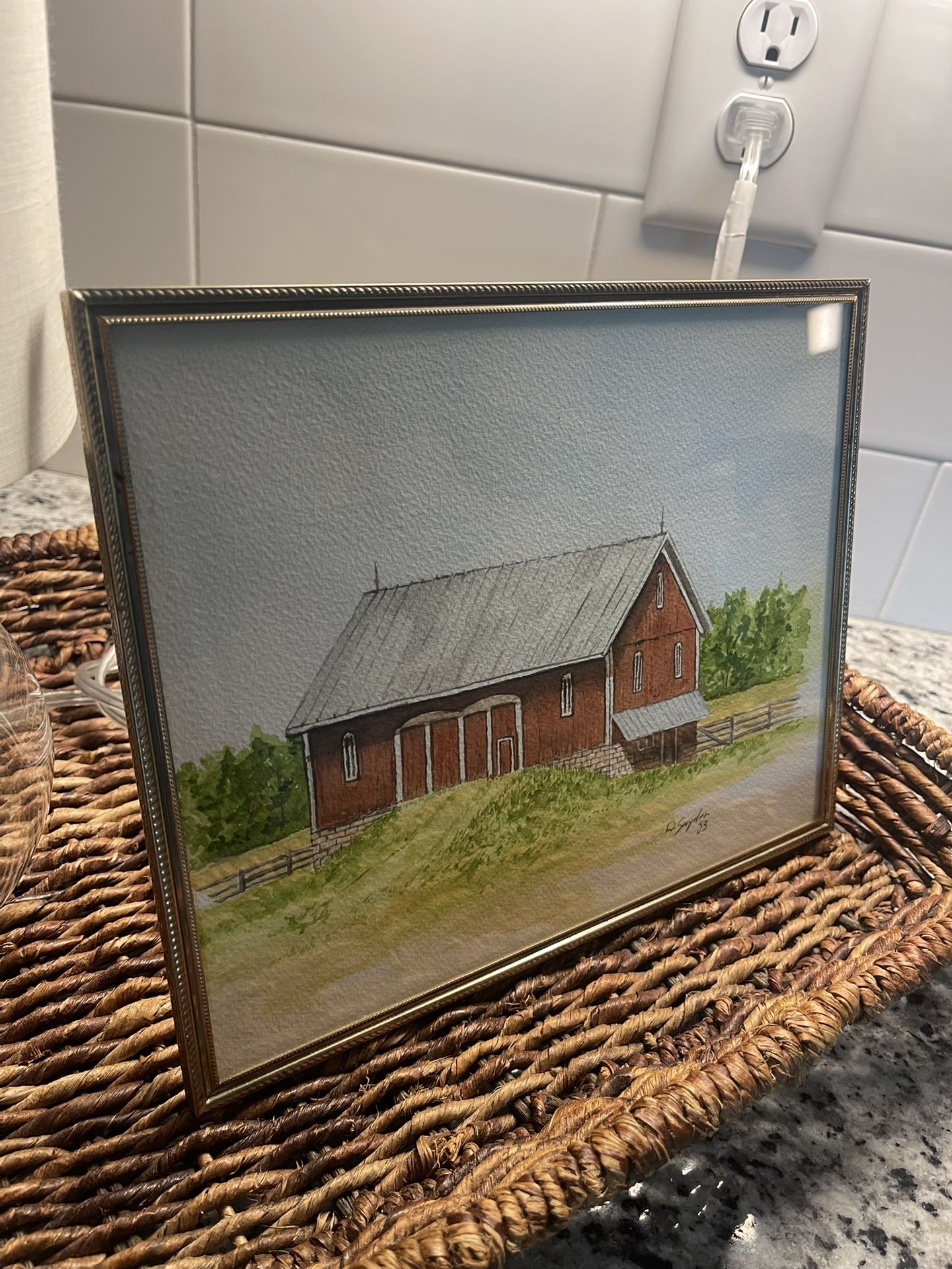 Original 1983 Small Framed Farmhouse Barn Painting