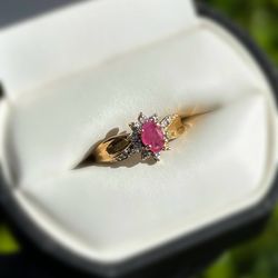 Jewelry 10k solid yellow gold quartz rose   0.5CTW ring sz 5.00