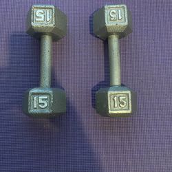 PAIR of 15 pound dumbbells