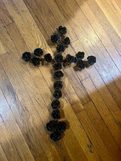 Beautiful Metal Rose Cross 22 inches along
