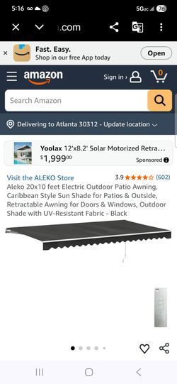 Electric retractable patio awning.