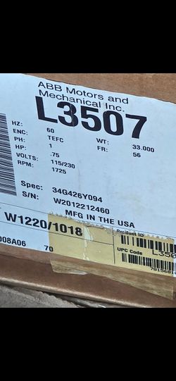 ABB Motors L3507 3/4 HP Electric Motor