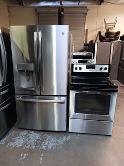 Refrigerator ge French door- stove Electric and microwave all in stainless steel 40 days warranty Delevery