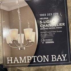 New In Box Hampton Bay Helena 5 Light Chandelier. Must Pickup