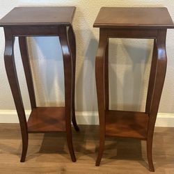 2 Plant Stand Accent Tables 2-Tier Pedestal Stand