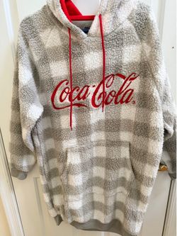 Hoodie~Plush Coca Cola Grey & White