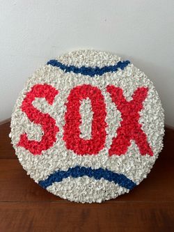 Glitter Plaque Melted Popcorn Red Sox Melted Popcorn 13.5”