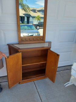 Antique mirror and  cabinet