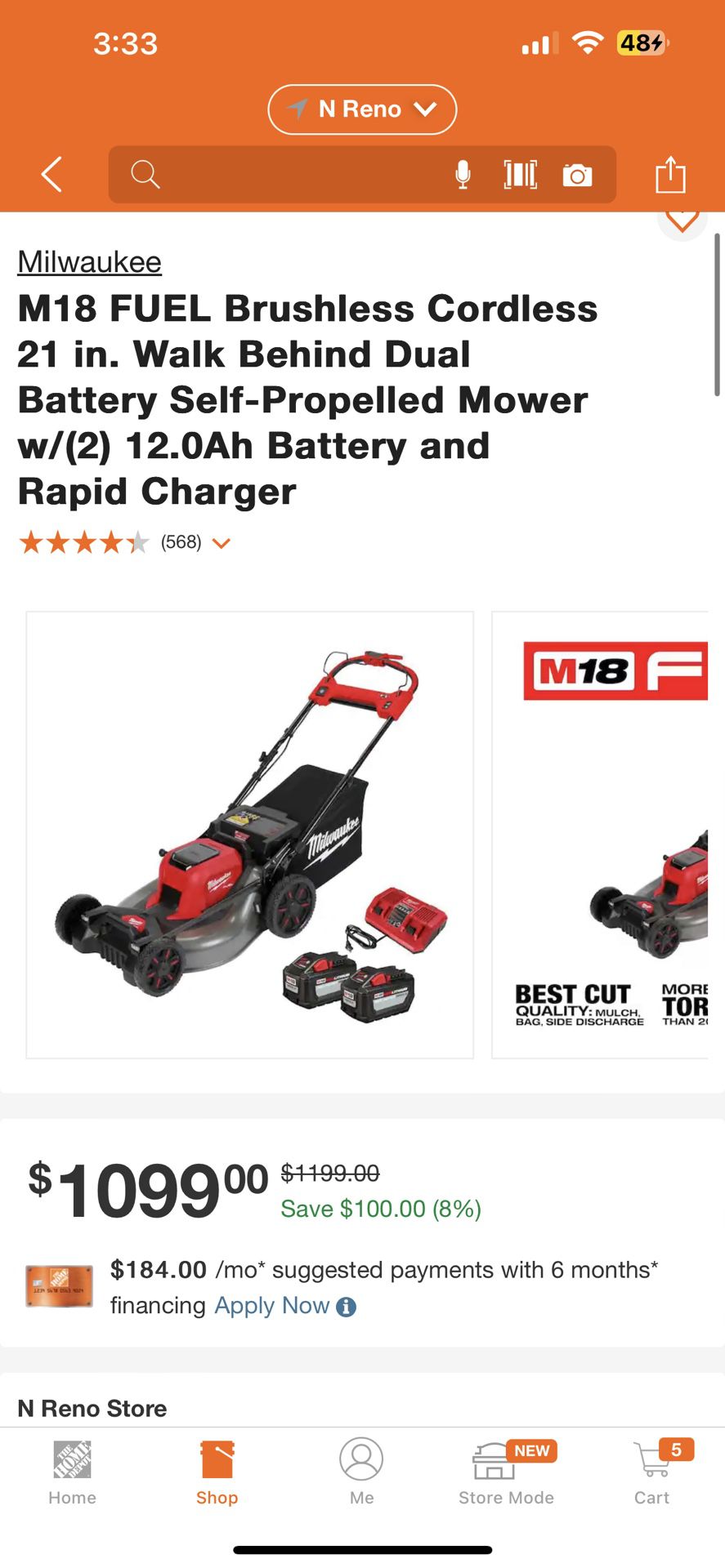 Milwaukee M18 FUEL Brushless Cordless 21 in. Walk Behind Dual Battery Self-Propelled Mower w/(2) 12.0Ah Battery and Rapid Charger