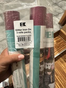 Fuschia Glitter iron On rolls Cricut