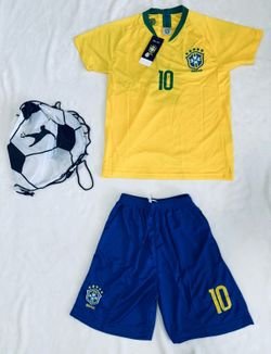 🇧🇷 Neymar Jr Brazil Soccer Jersey, Shorts Set Youth ⚽️