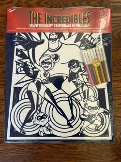 Velvet Doodles 16 X 20 The Incredibles Two Posters 6 Colored Pens, VTG Sealed