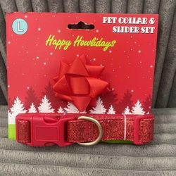 Holiday Pet Collar & Slider Bow Set 