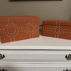 Faux-leather Studded Storage Boxes 