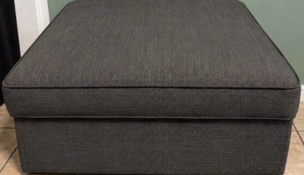 Large Gray Upholstered Storage Ottoman