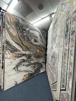 Large Area Rug with Marble Swirl Pattern