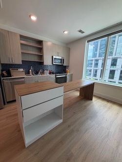 Island table with attached dining table