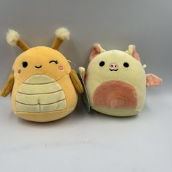 NEW Squishmallow Greer the Grasshopper yellow Stuffed Animal 5” tall Jazwares & Meghan  the fruit bat