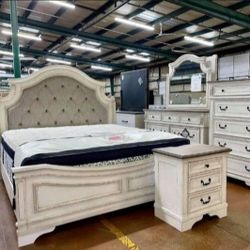 Bedroom Set 4-Piece Ready For Delivery QB, Dresser Mirror Nightstand