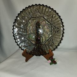 Blueish gray Carnival Glass Bowl/plate