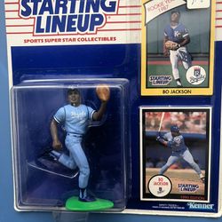 Vintage Starting Line Up 1990 Bo Jackson Kansas City Royals, Blue, action figure, rookie card collection, factory sealed 
