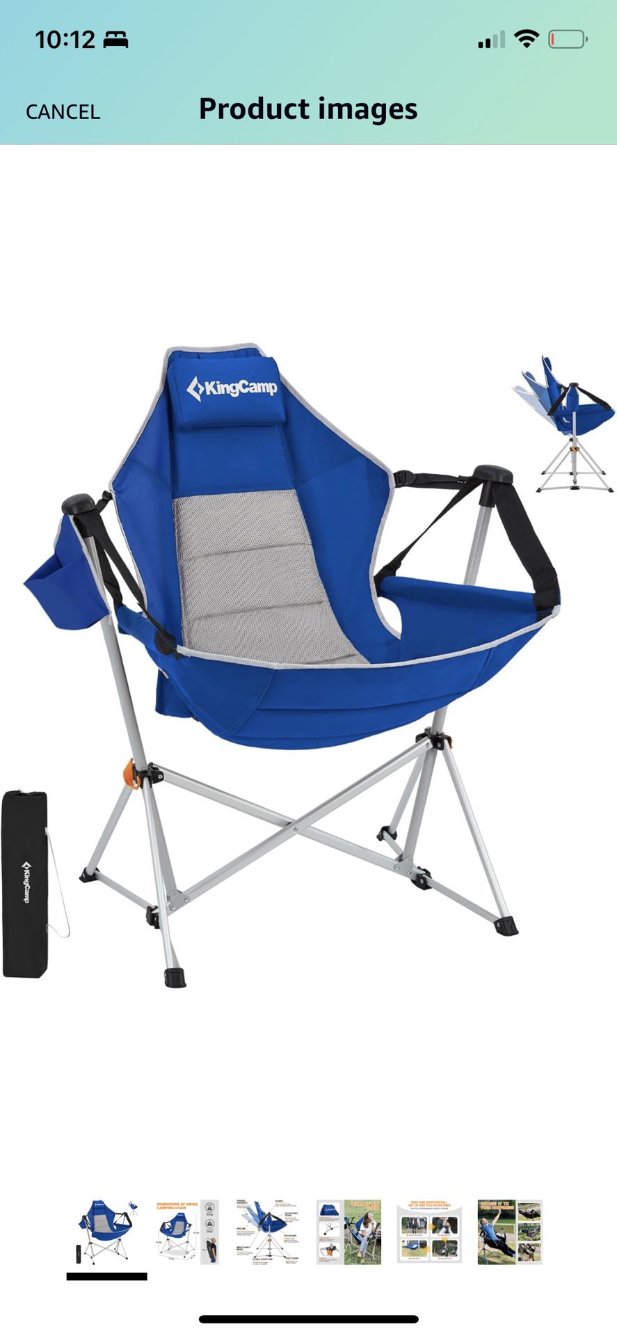 KingCamp Hammock Camping Chair Swinging Recliner Chair for Backyard Lawn Beach Camp Outside Indoor Adults Portable Lounger Folding Chair, 265 Lbs