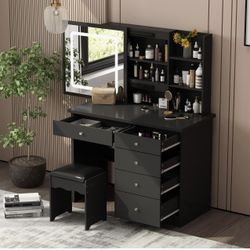 Vanity W/ Sliding Lighted Mirror 