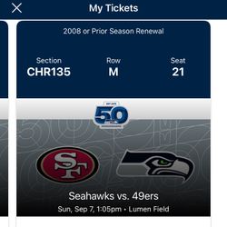 Seahawks Vs 49ers Sept 7 Row M -13 Rows From Field