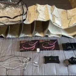Dorm Room Bundle – LED Strip Lights, Hanging Shelf, Alarm Clocks, Cables (Like New)