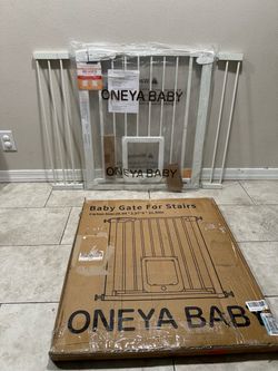 Extra Wide Pet Gate / Safety Gate with Pet Door - Fits Openings 29.92” - 43.7”