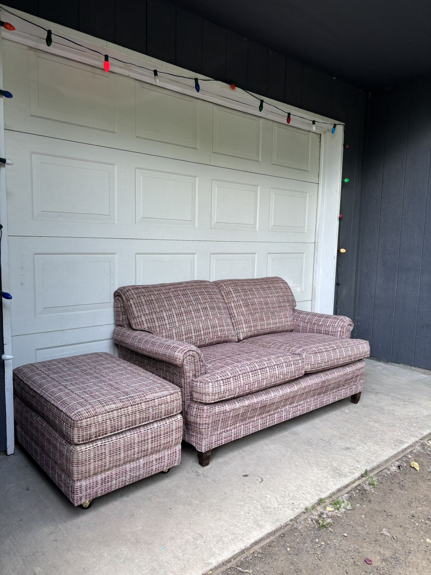 Vintage MCM Textured Loveseat w/ Ottoman •FREE DELIVERY•