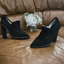 Women's Balenciaga Black Suede Ankle Block Bootie Heels Size 7 US